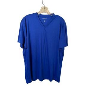 Michael Kors Mens V Neck T Shirt Size XL Short Sleeve Royal Blue